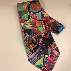 BACHRACH Silk Handmade Colorful Tie L 56” 4 1/4” W Appr